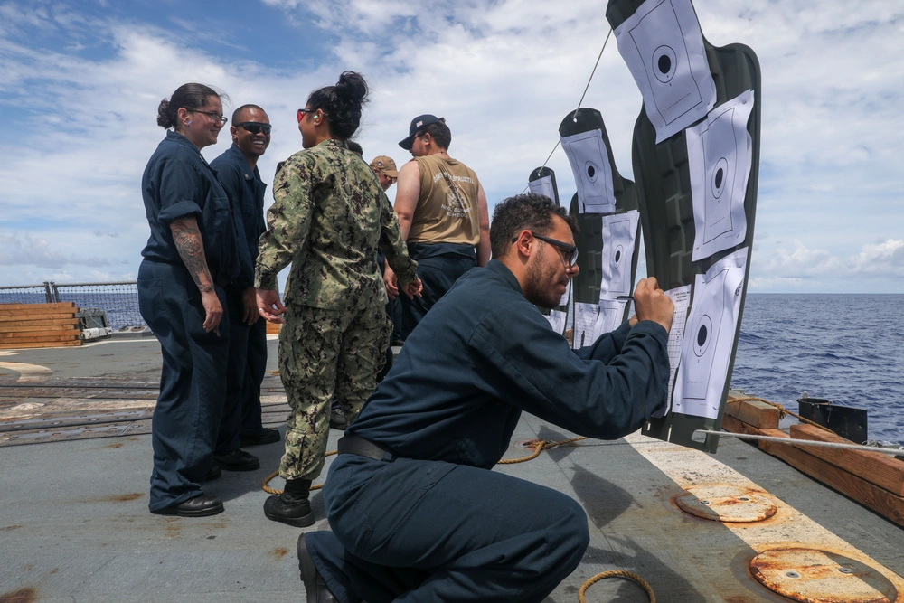 DVIDS Images Sailors aboard the USS Howard conduct a small arms