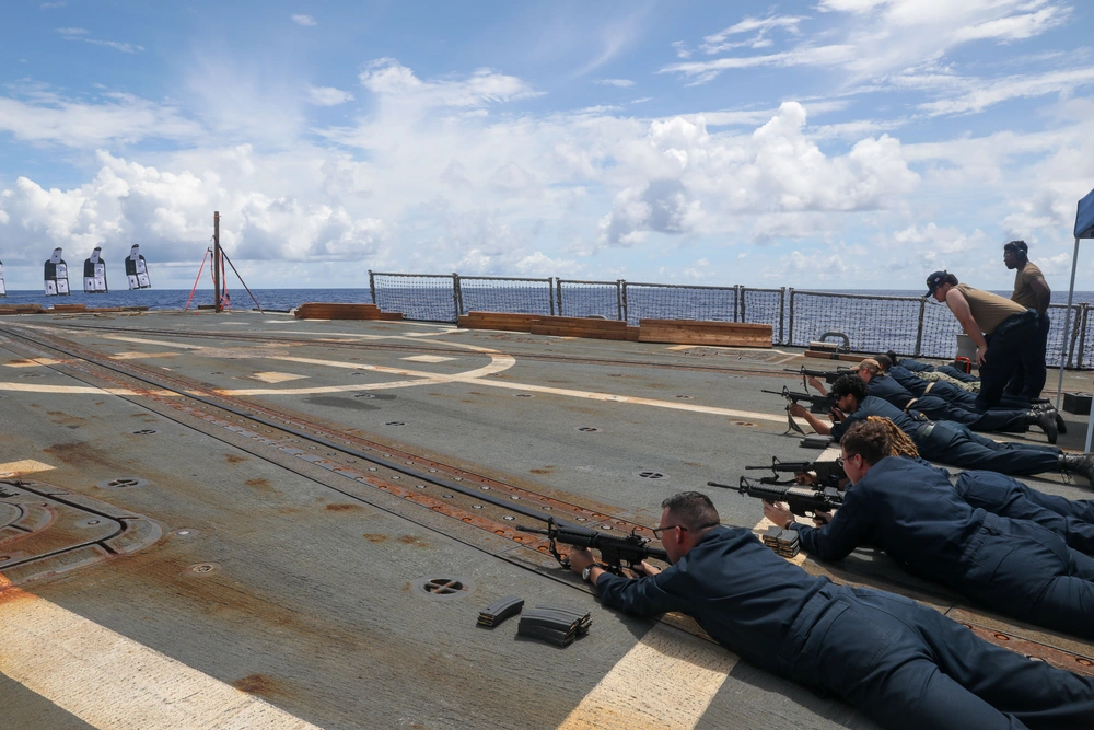 DVIDS Images Sailors aboard the USS Howard conduct a small arms
