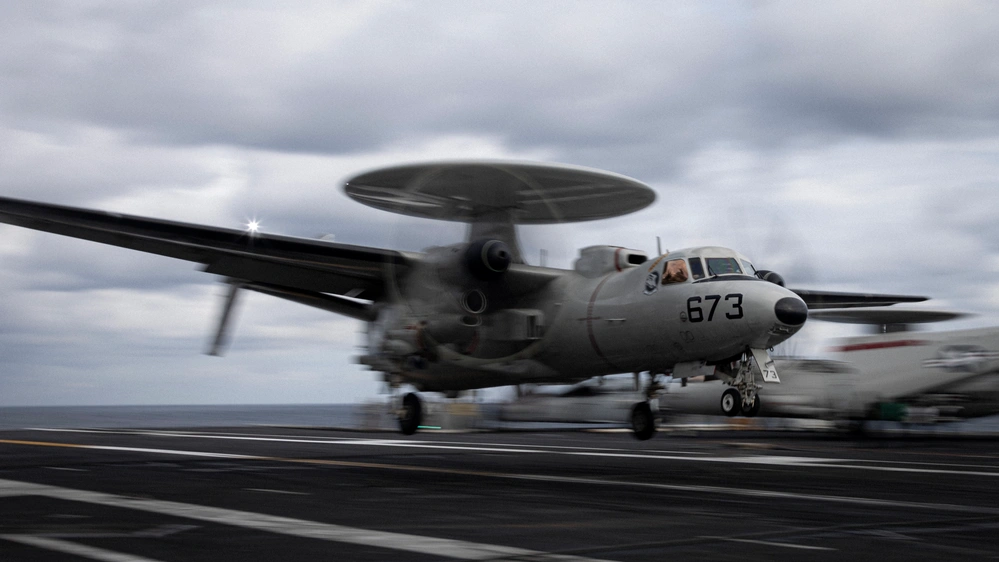 Dvids - Images - Greyhawks E-2d Hawkeye Lands On The Flight Deck Of Uss 