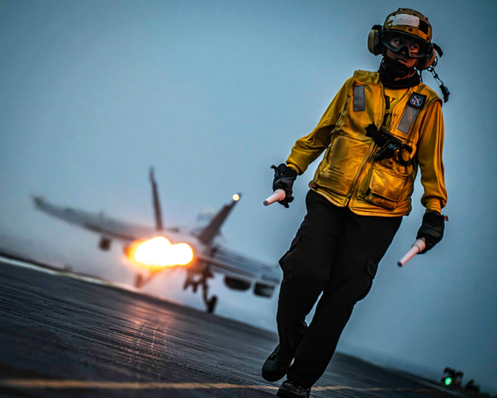 n E/A-18G Growler, attached to Electronic Attack Squadron (VAQ) 139, launches from the flight deck of the Nimitz-class aircraft carrier USS Nimitz (CVN 68) during flight operations in the U.S. Central Command area of responsibility, June 27, 2025. Credit: US Navy Photo