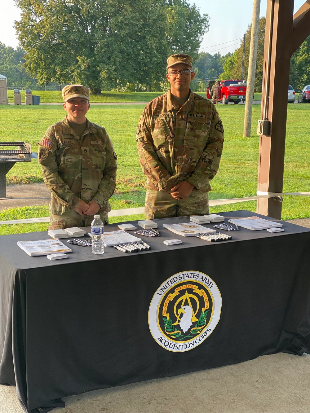 Staff Sgt. Summer McMahon with Maj. Timothy Hancock, USAASC