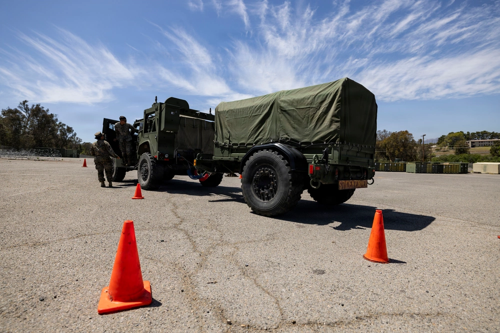U.S. Marines take the wheel during JLTV operator course